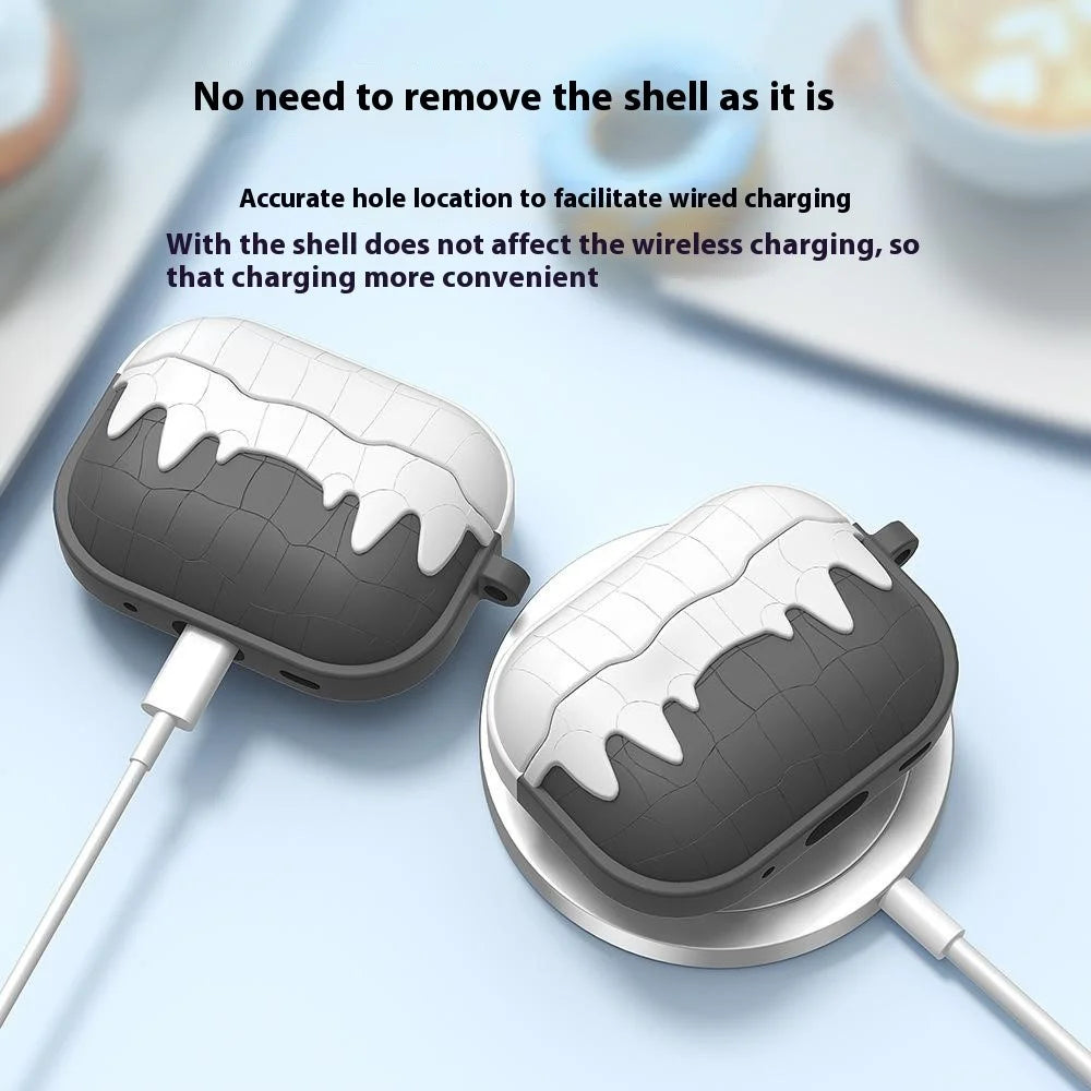 For Apple AirPods 3 Bluetooth-compatible Earphones Soft Silicone Protective Case with Hanging Buckle - Dark Grey - 4