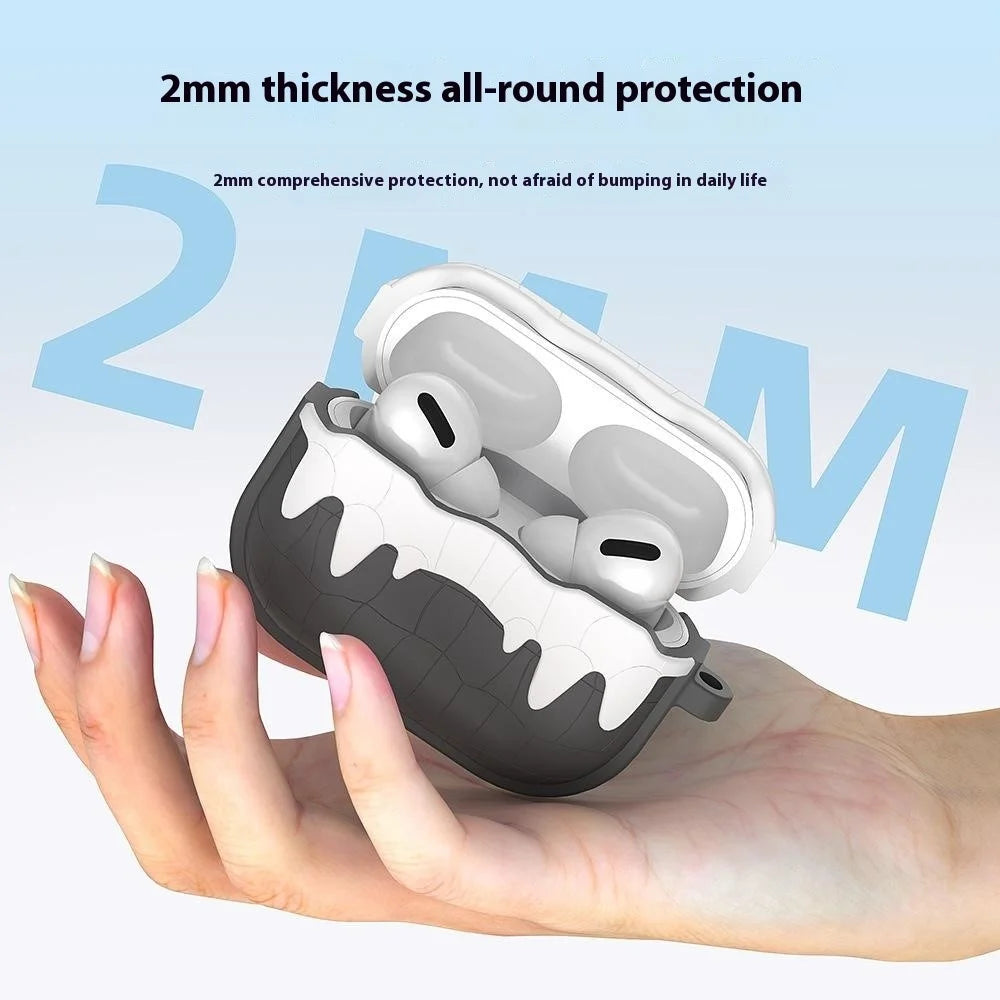 For Apple AirPods 3 Bluetooth-compatible Earphones Soft Silicone Protective Case with Hanging Buckle - Dark Grey - 6
