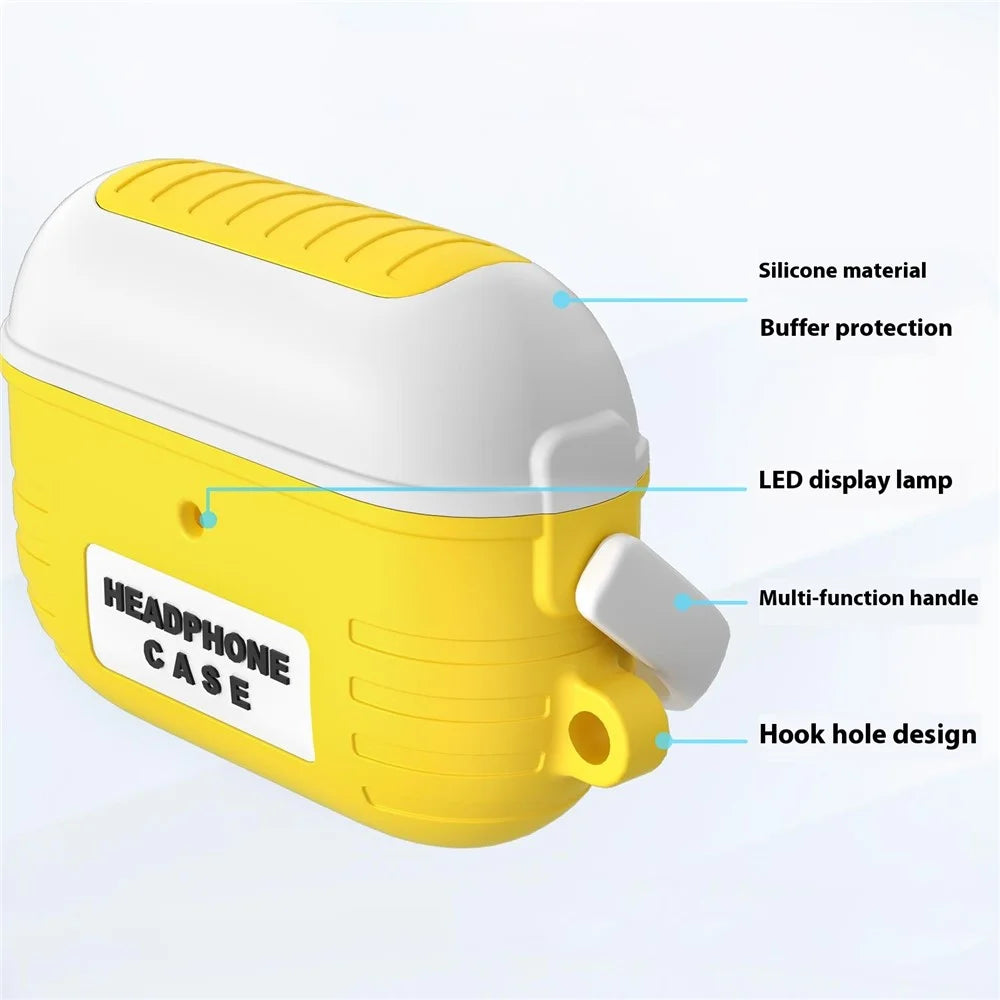 For Apple AirPods 3 Bluetooth-compatible Earphones Anti-Drop Silicone Case with Hanging Buckle - Yellow - 3