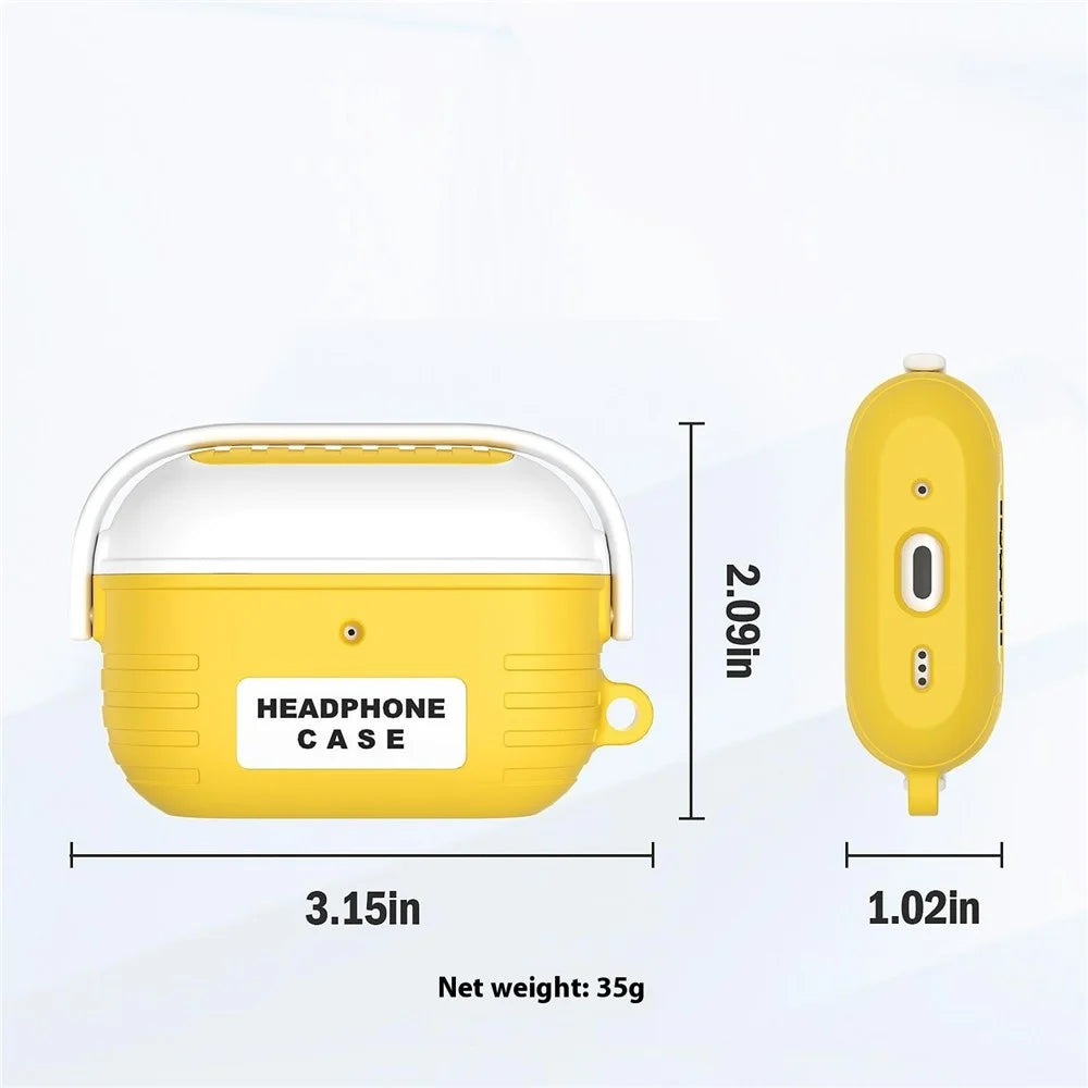 For Apple AirPods 3 Bluetooth-compatible Earphones Anti-Drop Silicone Case with Hanging Buckle - Yellow - 7