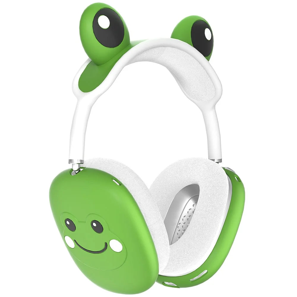For AirPods Max Frog Design Liquid Silicone Headphone Earmuff Shell + Headbeam Cover - Green - 1