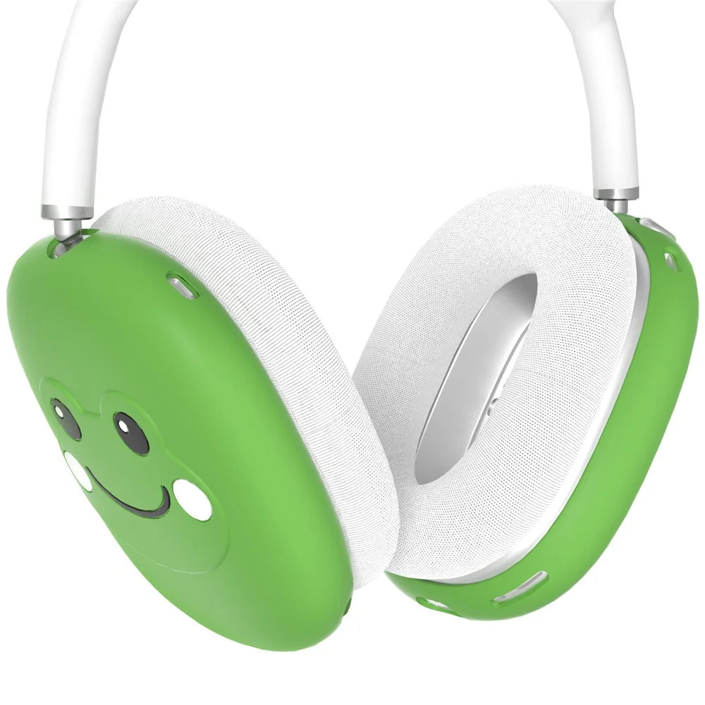 For AirPods Max Frog Design Liquid Silicone Headphone Earmuff Shell + Headbeam Cover - Green - 3
