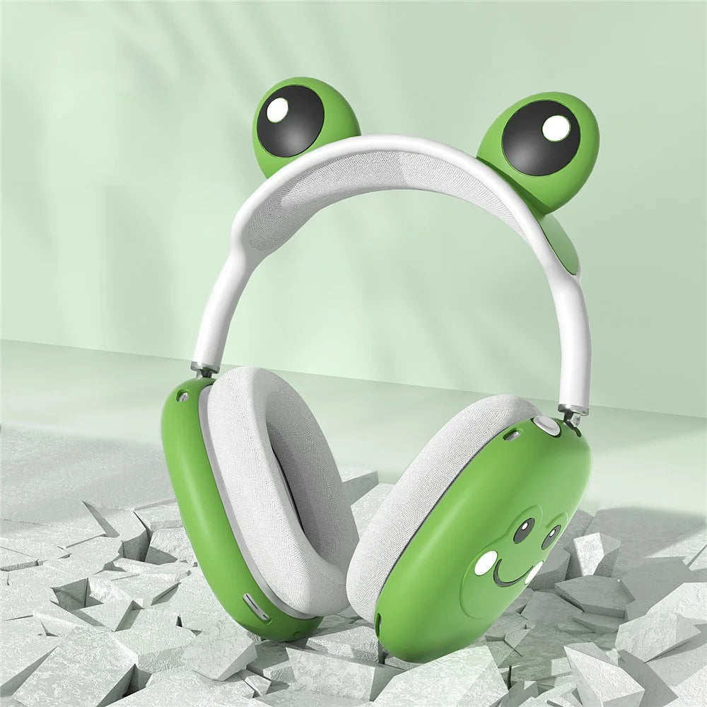 For AirPods Max Frog Design Liquid Silicone Headphone Earmuff Shell + Headbeam Cover - Green - 4