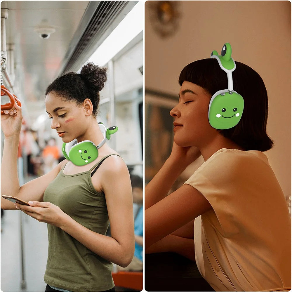 For AirPods Max Frog Design Liquid Silicone Headphone Earmuff Shell + Headbeam Cover - Green - 5