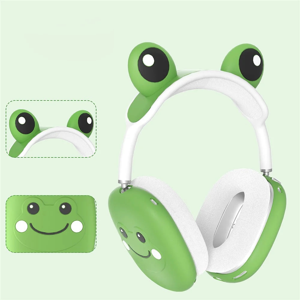 For AirPods Max Frog Design Liquid Silicone Headphone Earmuff Shell + Headbeam Cover - Green - 6