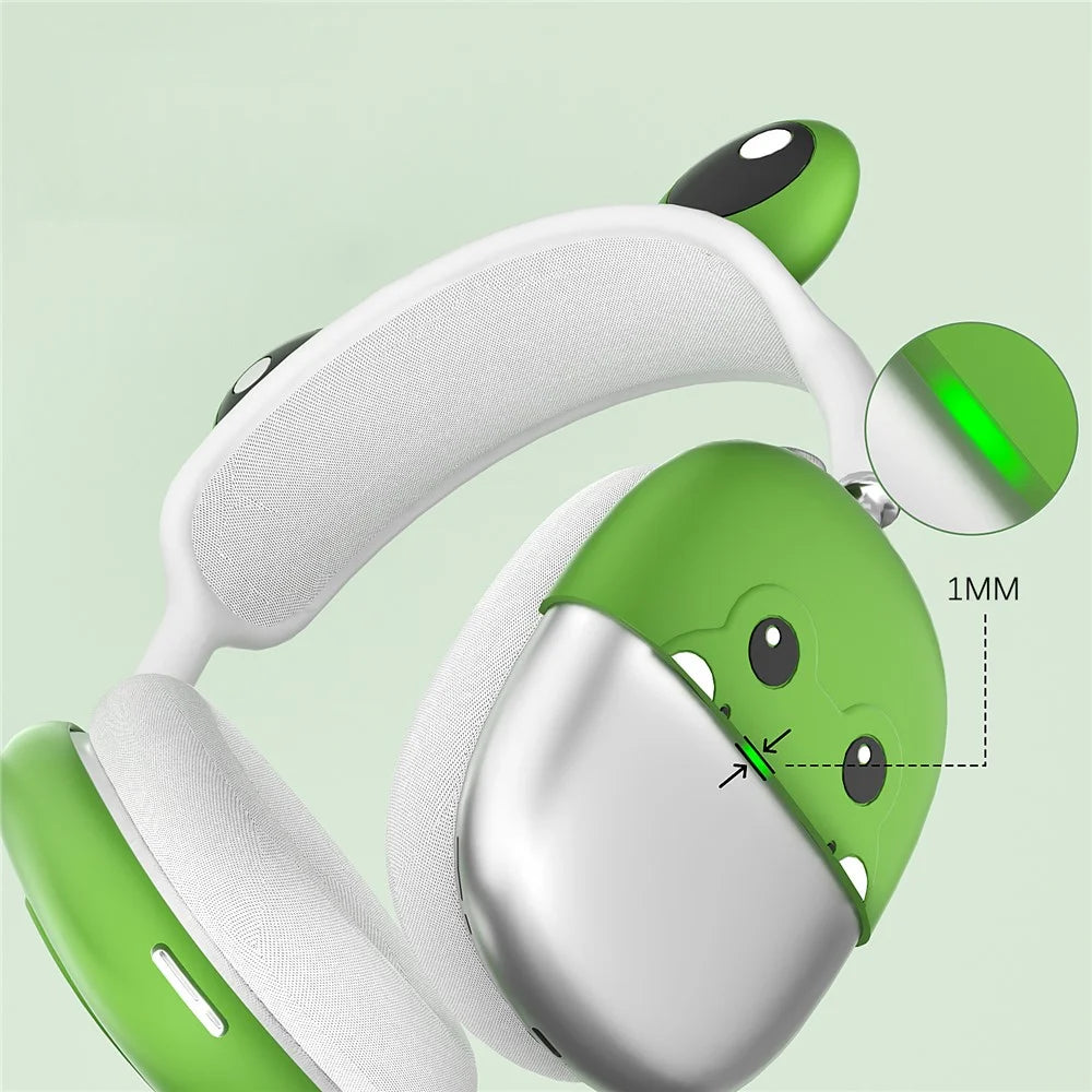 For AirPods Max Frog Design Liquid Silicone Headphone Earmuff Shell + Headbeam Cover - Green - 7