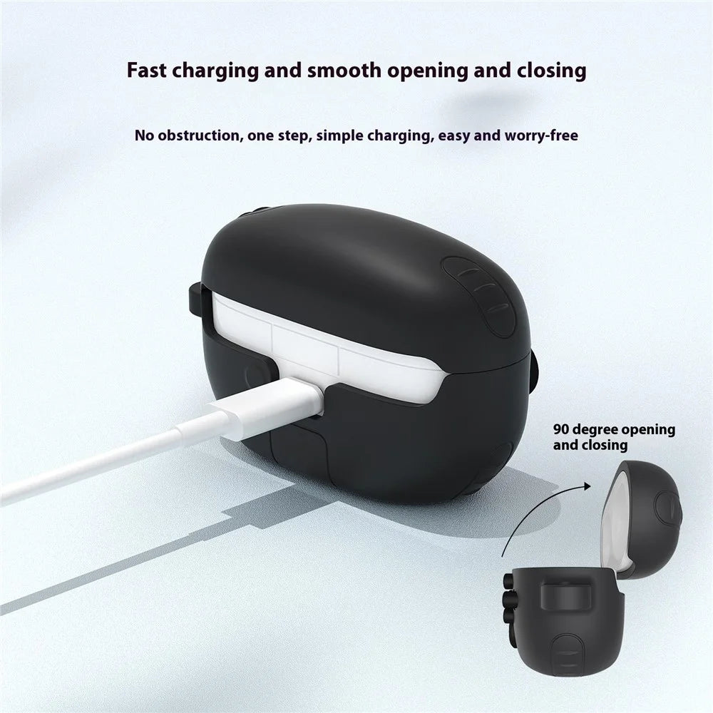 For Sony WF-1000XM5 Game Console Design Bluetooth-compatible Earphone Cover Liquid Silicone Anti-Drop Case - Dark Grey - 3