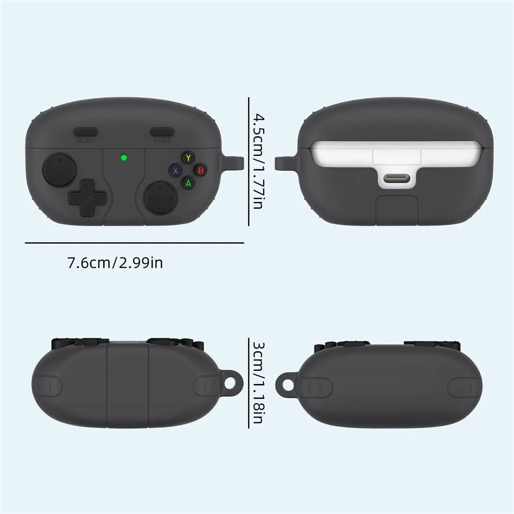 For Sony WF-1000XM5 Game Console Design Bluetooth-compatible Earphone Cover Liquid Silicone Anti-Drop Case - Dark Grey - 7