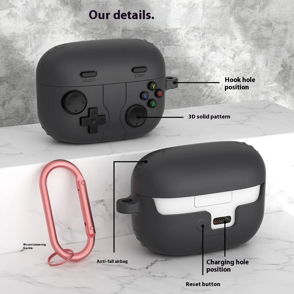 For Sony Linkbuds S Retro Game Console Design Bluetooth-compatible Earphone Liquid Silicone Cover - Dark Grey - 3