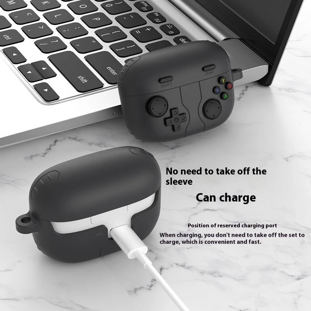 For Sony Linkbuds S Retro Game Console Design Bluetooth-compatible Earphone Liquid Silicone Cover - Dark Grey - 4