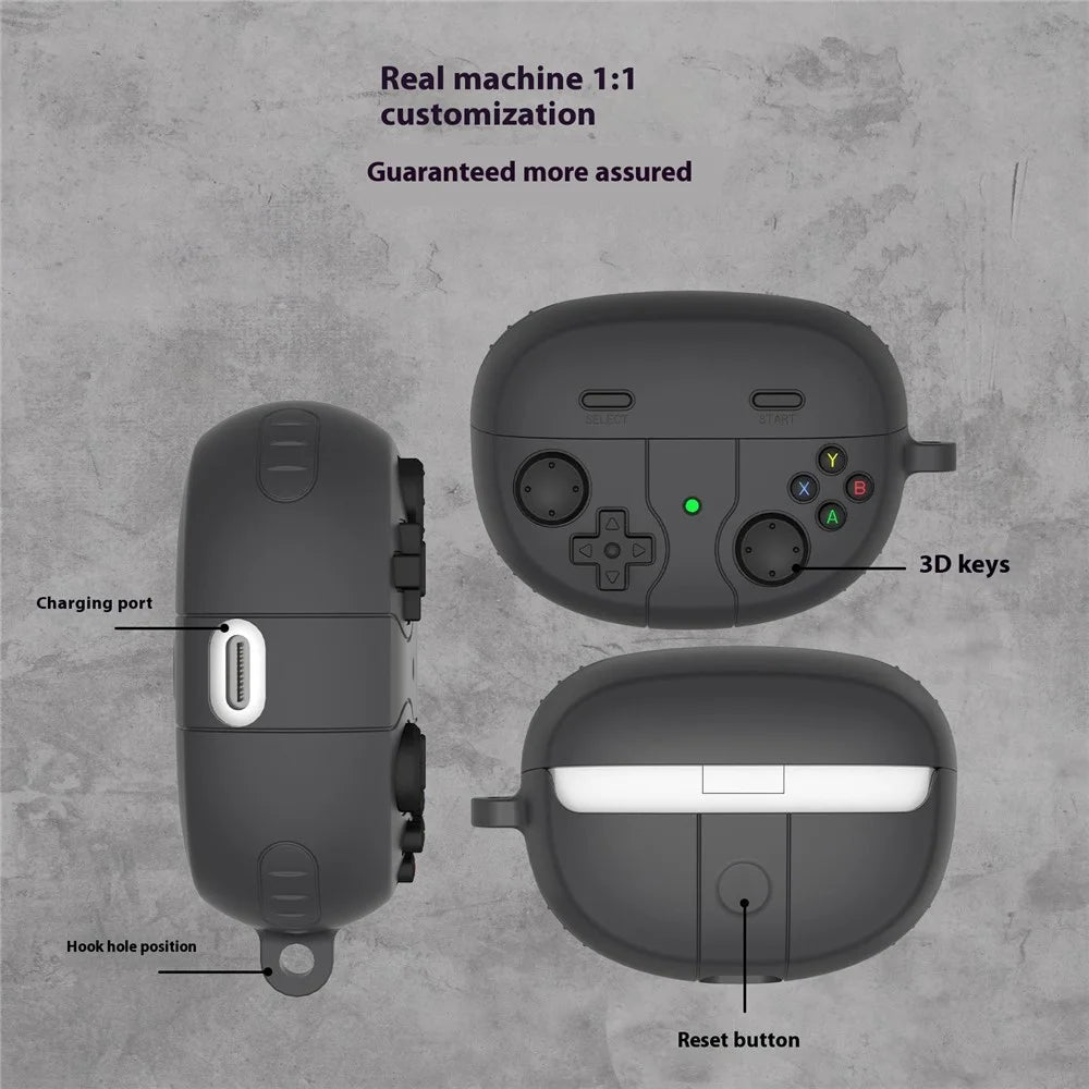 For Bose Ultra Open Earbuds Game Console Design Liquid Silicone Case Bluetooth-compatible Earphone Cover - Dark Grey - 3