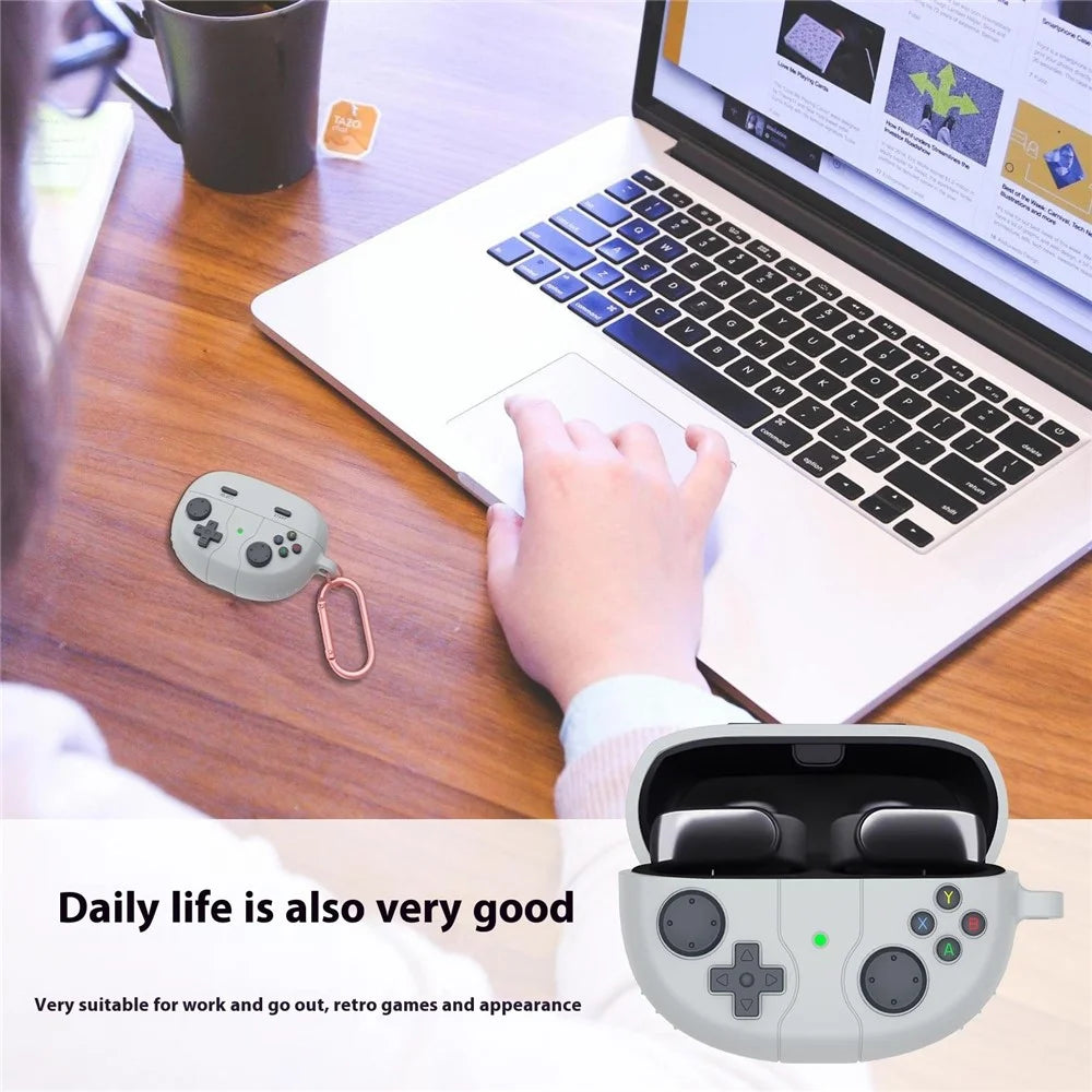 For Bose Ultra Open Earbuds Game Console Design Liquid Silicone Case Bluetooth-compatible Earphone Cover - Dark Grey - 4