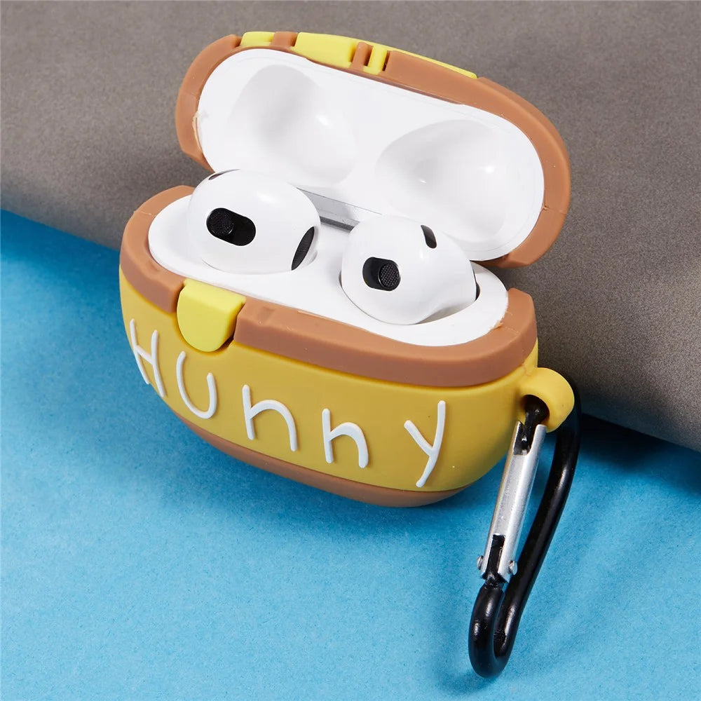 For Apple AirPods 3 Bluetooth-compatible Earphones Silicone Cover Honey Pot Protective Case with Carabiner - 5
