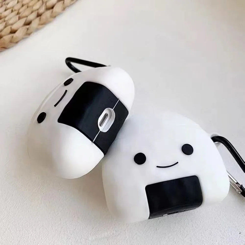 For Apple AirPods 3 Case Rice Ball Silicone Earbuds Protective Cover with Carabiner - 4
