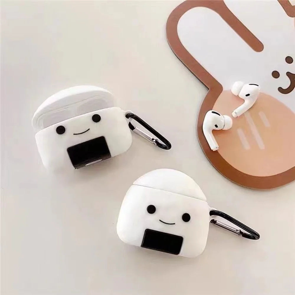 For Apple AirPods 3 Case Rice Ball Silicone Earbuds Protective Cover with Carabiner - 5