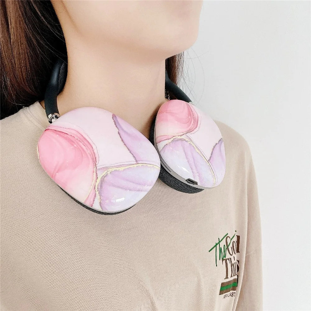 Pattern Printing Soft Silicone Headphone Protective Case Shell for Airpods Max - Pink Marble - 2