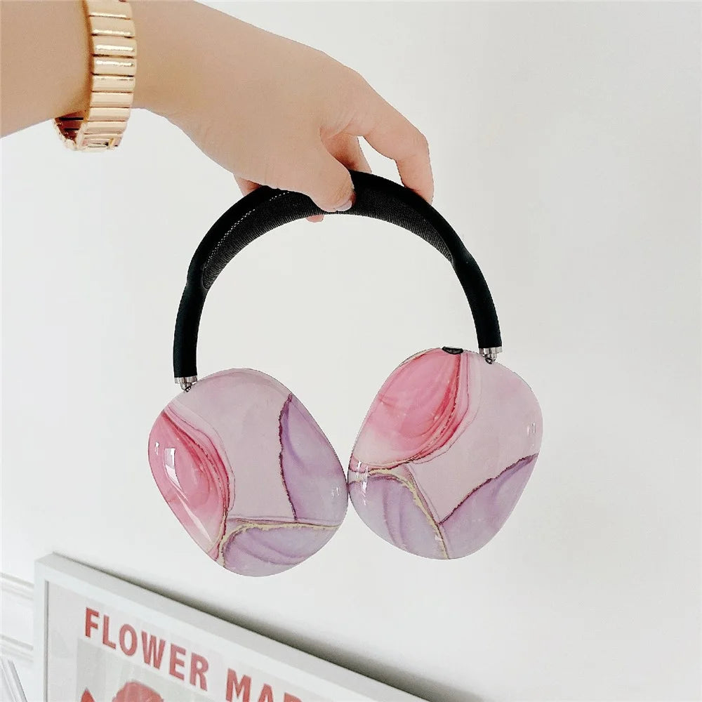 Pattern Printing Soft Silicone Headphone Protective Case Shell for Airpods Max - Pink Marble - 3