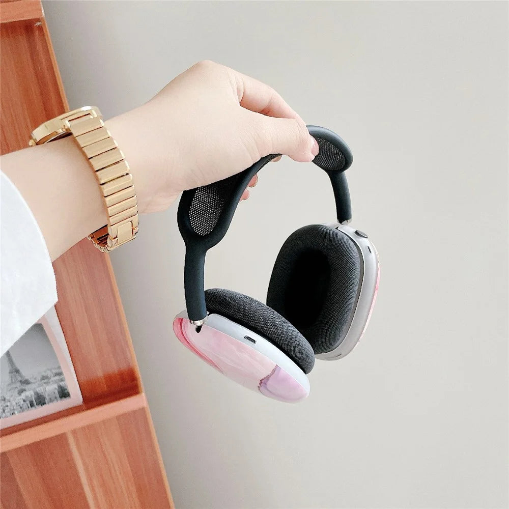 Pattern Printing Soft Silicone Headphone Protective Case Shell for Airpods Max - Pink Marble - 4