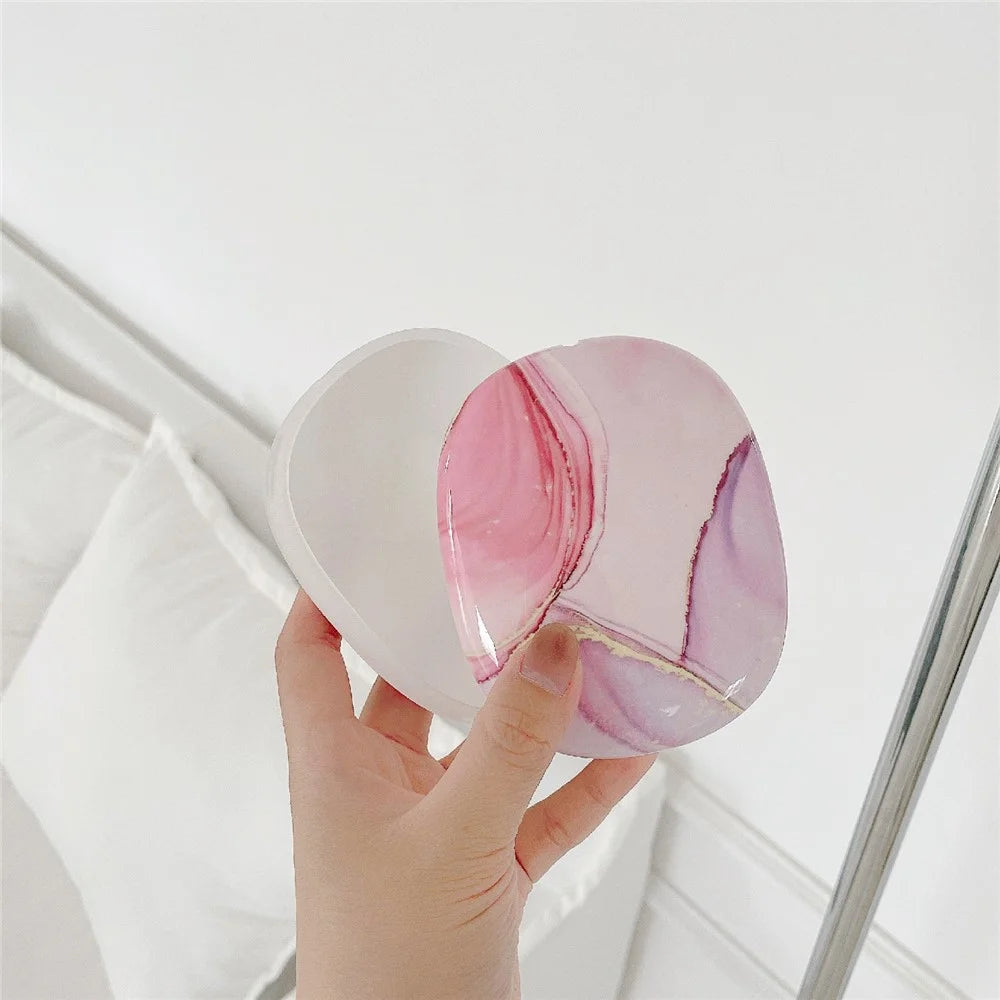 Pattern Printing Soft Silicone Headphone Protective Case Shell for Airpods Max - Pink Marble - 5