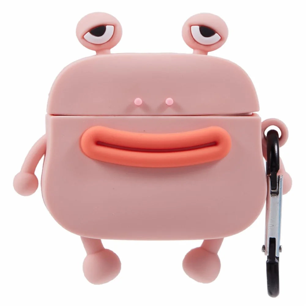 For Apple AirPods 3 Bluetooth-compatible Earphones Silicone Cover Sausage Mouth Frog Protective Case - Pink - 1