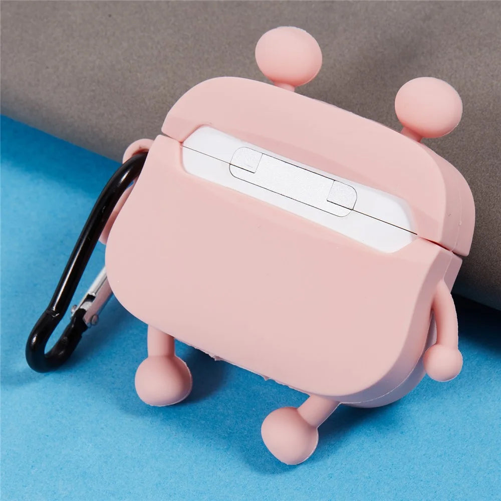 For Apple AirPods 3 Bluetooth-compatible Earphones Silicone Cover Sausage Mouth Frog Protective Case - Pink - 4