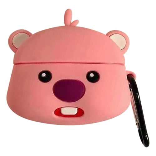 For Apple AirPods 3 Silicone Case Beaver Loopy Earbuds Protective Cover with Carabiner - 1
