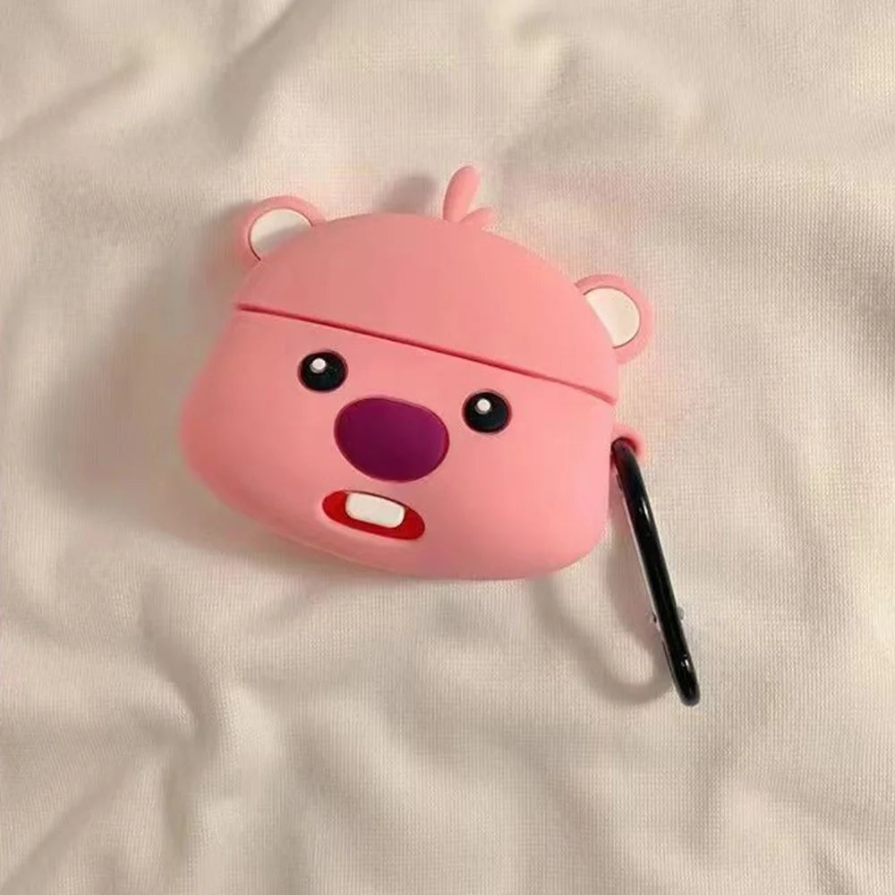 For Apple AirPods 3 Silicone Case Beaver Loopy Earbuds Protective Cover with Carabiner - 2
