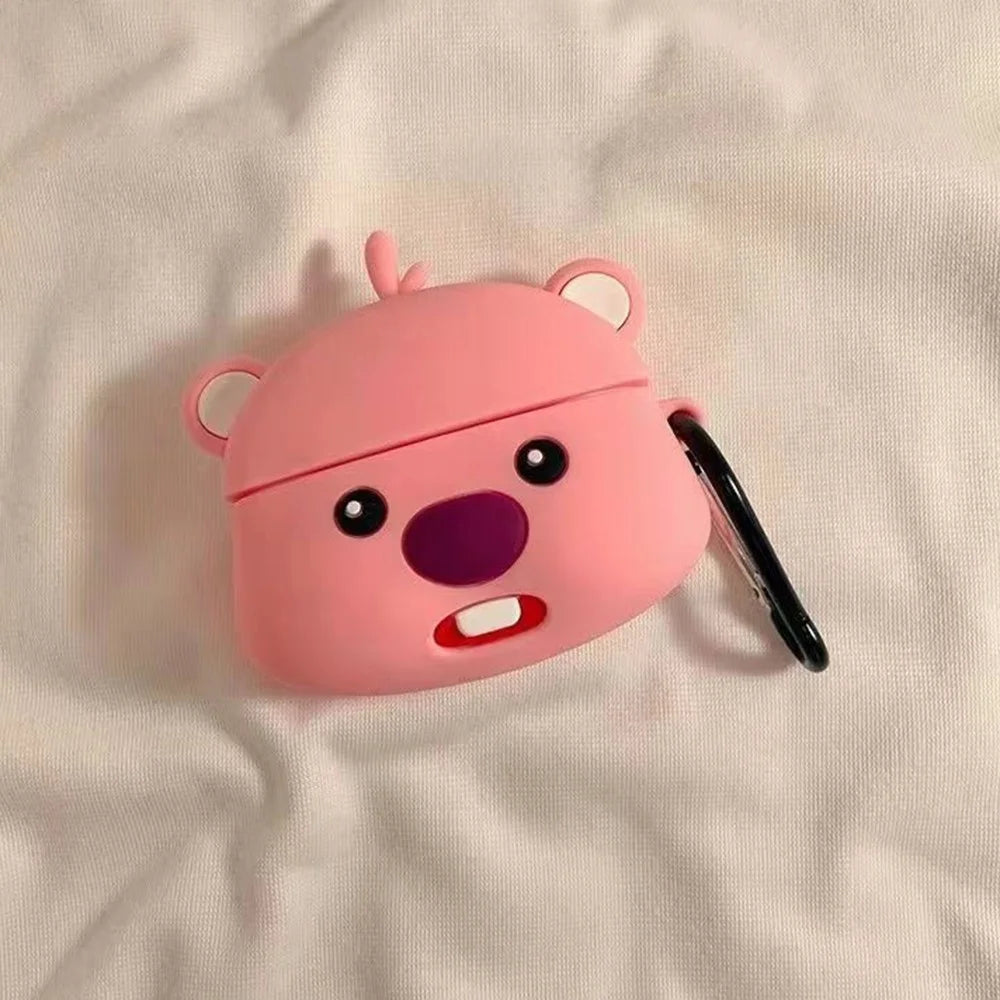 For Apple AirPods 3 Silicone Case Beaver Loopy Earbuds Protective Cover with Carabiner - 5