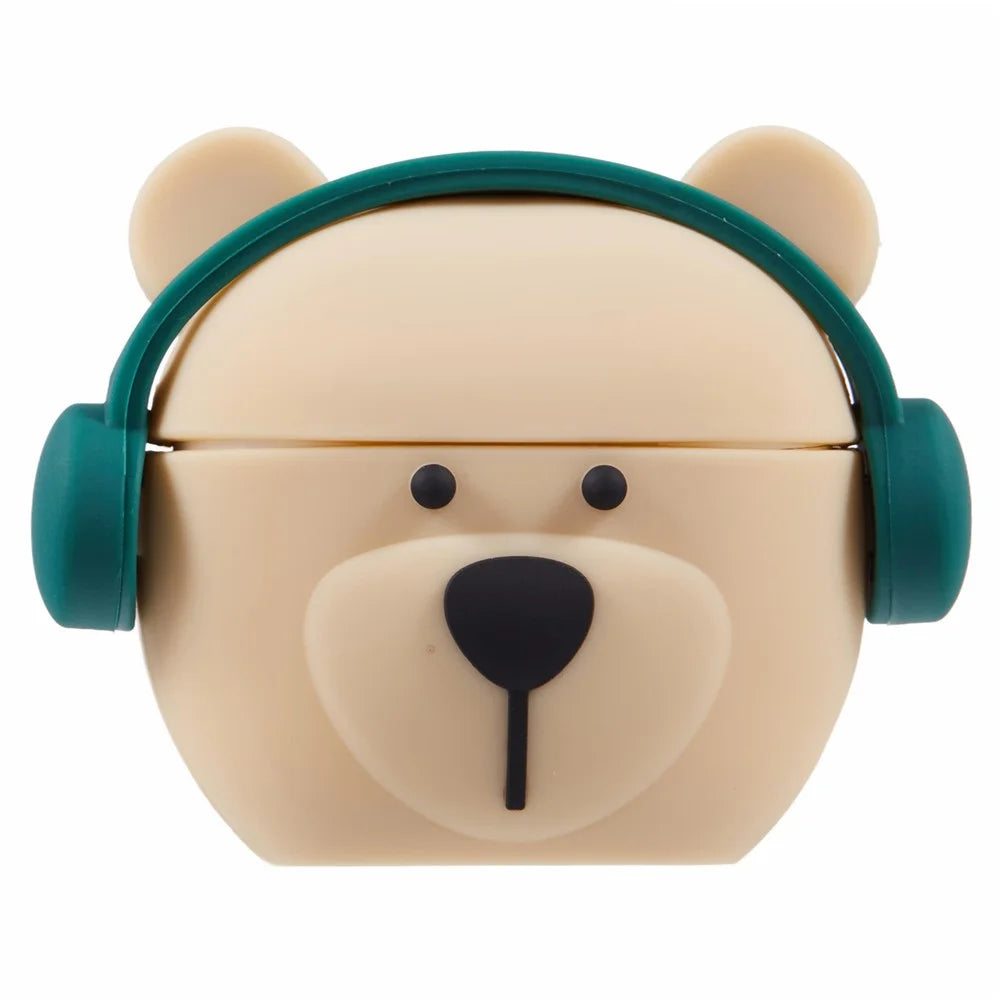 For Apple AirPods 3 Bluetooth-compatible Earphones Silicone Cover Headset Bear Protective Case with Carabiner - 1