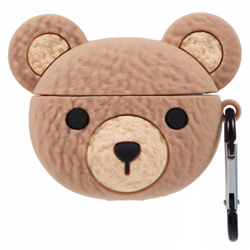 For Apple AirPods 3 Bluetooth-compatible Earphones Silicone Cover Cartoon Bear Protective Case with Carabiner - 1