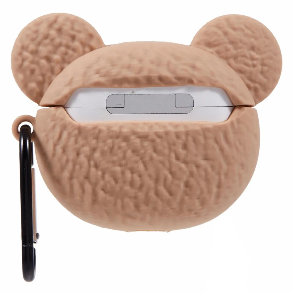 For Apple AirPods 3 Bluetooth-compatible Earphones Silicone Cover Cartoon Bear Protective Case with Carabiner - 2