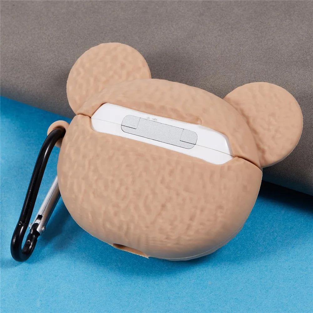 For Apple AirPods 3 Bluetooth-compatible Earphones Silicone Cover Cartoon Bear Protective Case with Carabiner - 4
