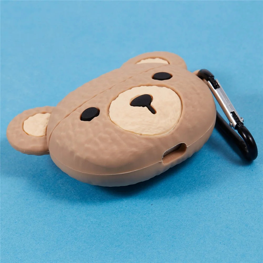 For Apple AirPods 3 Bluetooth-compatible Earphones Silicone Cover Cartoon Bear Protective Case with Carabiner - 6