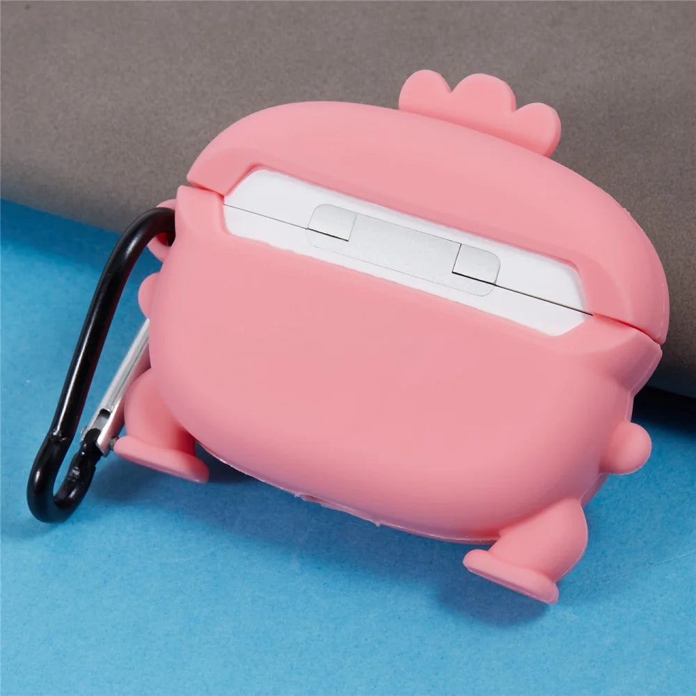 For Apple AirPods Pro Bluetooth-compatible Earphones Silicone Cover Dinosaur and Heart Protective Case - Pink - 4