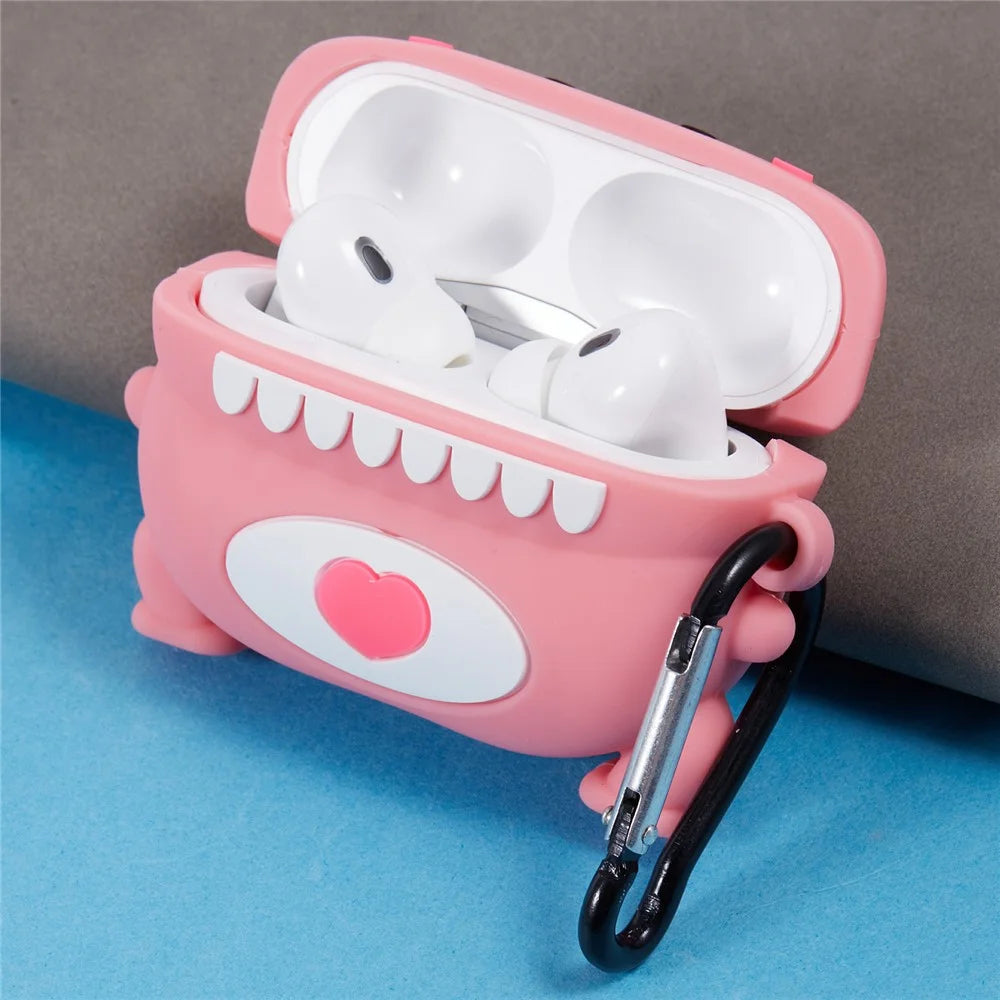 For Apple AirPods Pro Bluetooth-compatible Earphones Silicone Cover Dinosaur and Heart Protective Case - Pink - 5