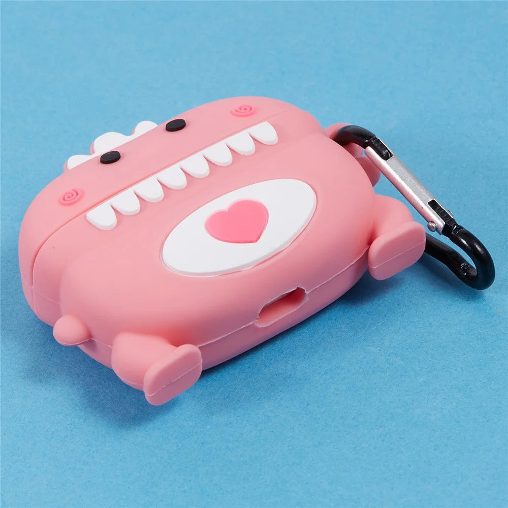 For Apple AirPods Pro Bluetooth-compatible Earphones Silicone Cover Dinosaur and Heart Protective Case - Pink - 6