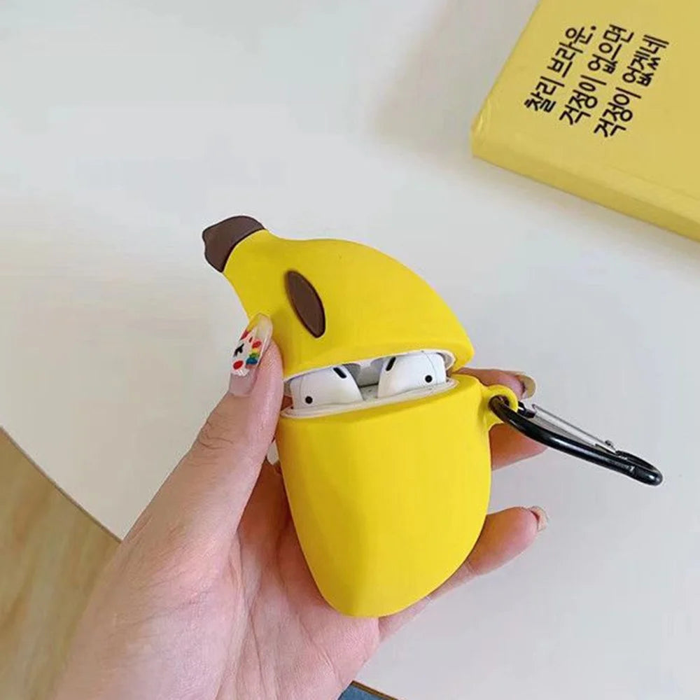For Apple AirPods Pro Case Cute Banana Bluetooth-compatible Earphone Silicone Cover with Carabiner - 3