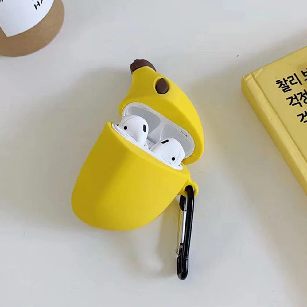 For Apple AirPods Pro Case Cute Banana Bluetooth-compatible Earphone Silicone Cover with Carabiner - 4