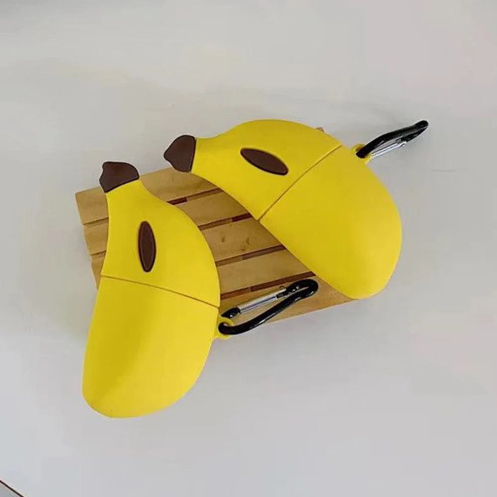 For Apple AirPods Pro Case Cute Banana Bluetooth-compatible Earphone Silicone Cover with Carabiner - 5