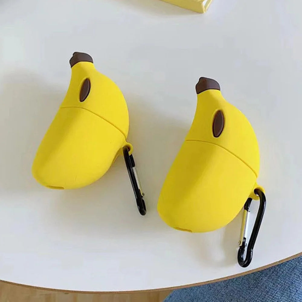 For Apple AirPods Pro Case Cute Banana Bluetooth-compatible Earphone Silicone Cover with Carabiner - 6