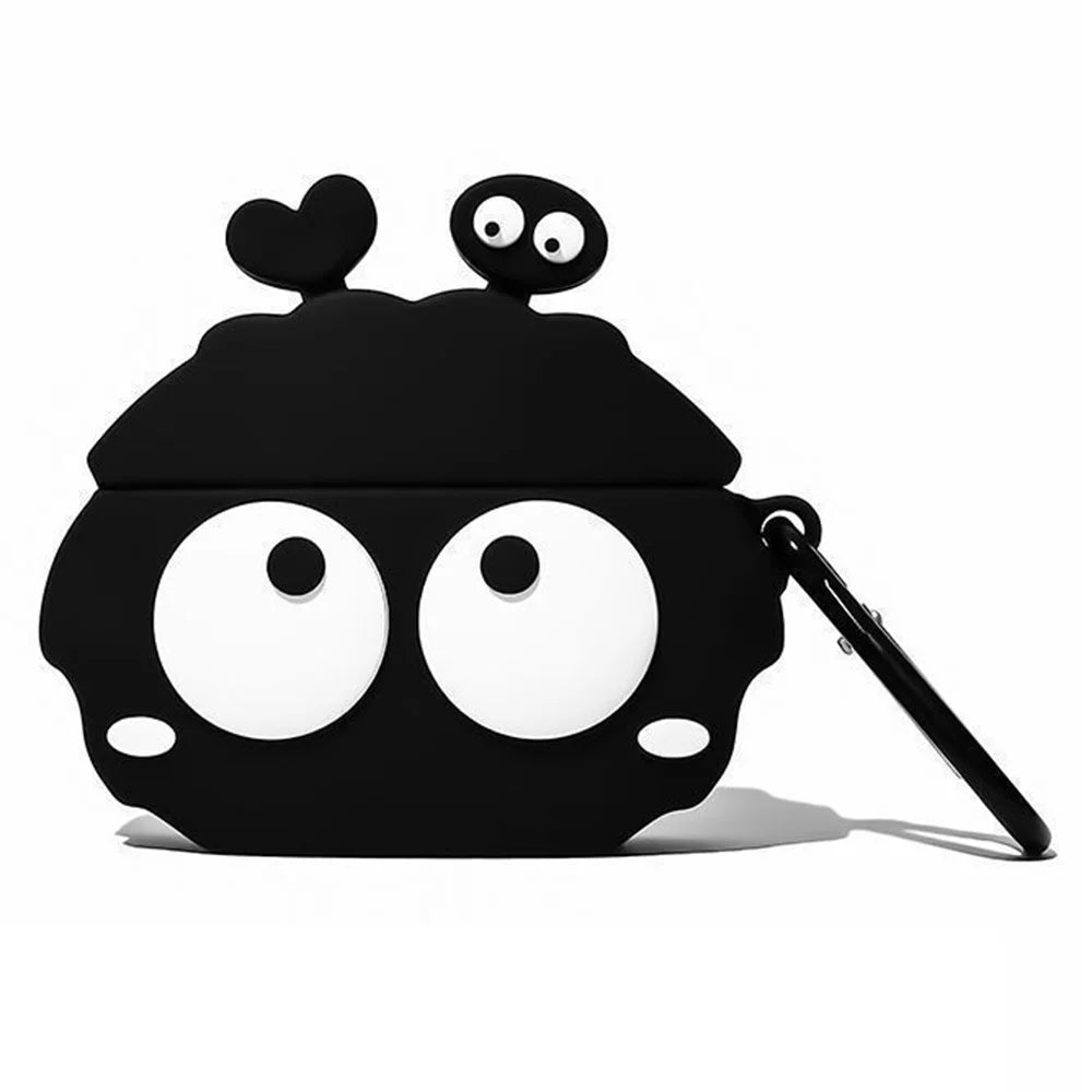 For Apple AirPods Pro Silicone Case Big Eyes Briquette Bluetooth-compatible Earphone Cover with Carabiner - Stye A - 1