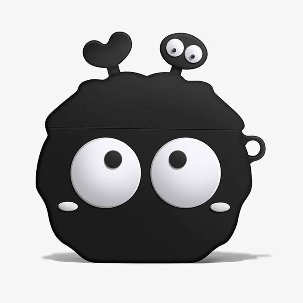 For Apple AirPods Pro Silicone Case Big Eyes Briquette Bluetooth-compatible Earphone Cover with Carabiner - Stye A - 2