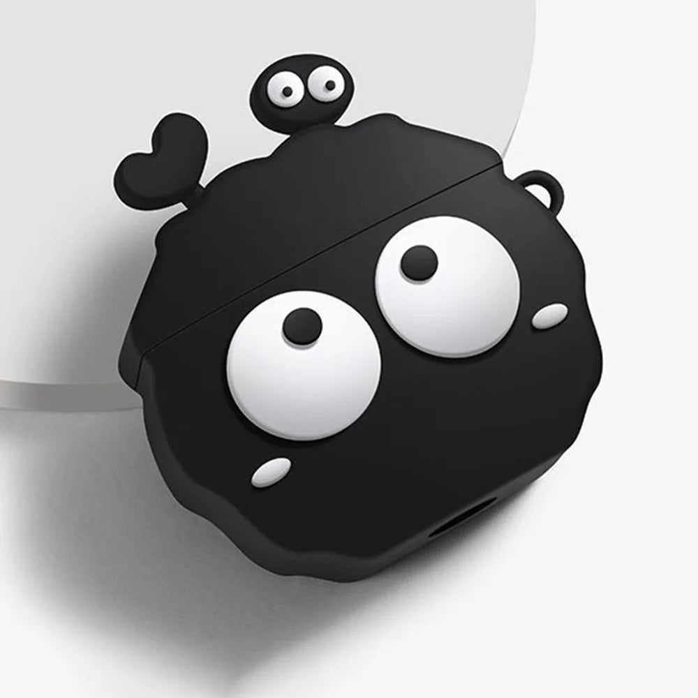 For Apple AirPods Pro Silicone Case Big Eyes Briquette Bluetooth-compatible Earphone Cover with Carabiner - Stye A - 3