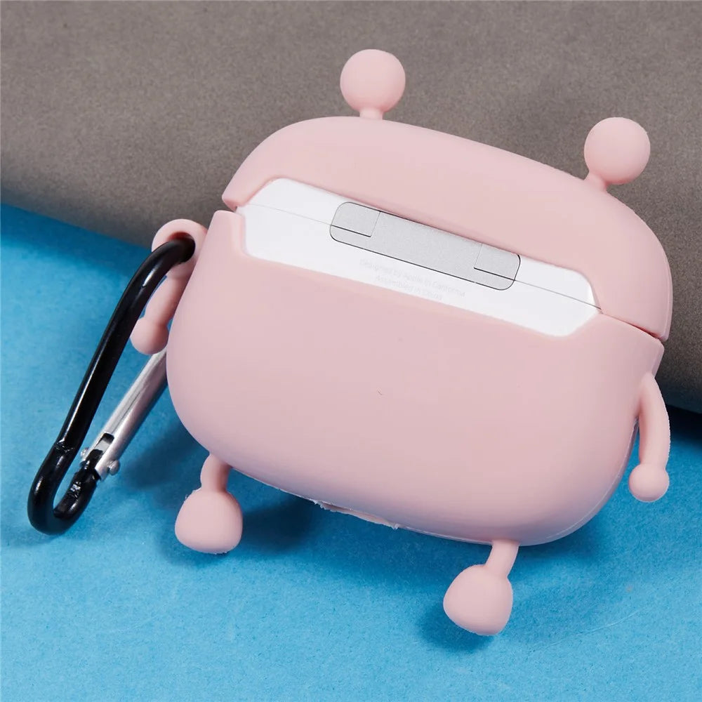 For Apple AirPods Pro Silicone Cover Bubble Stress Relief Frog Protective Case - Pink - 4