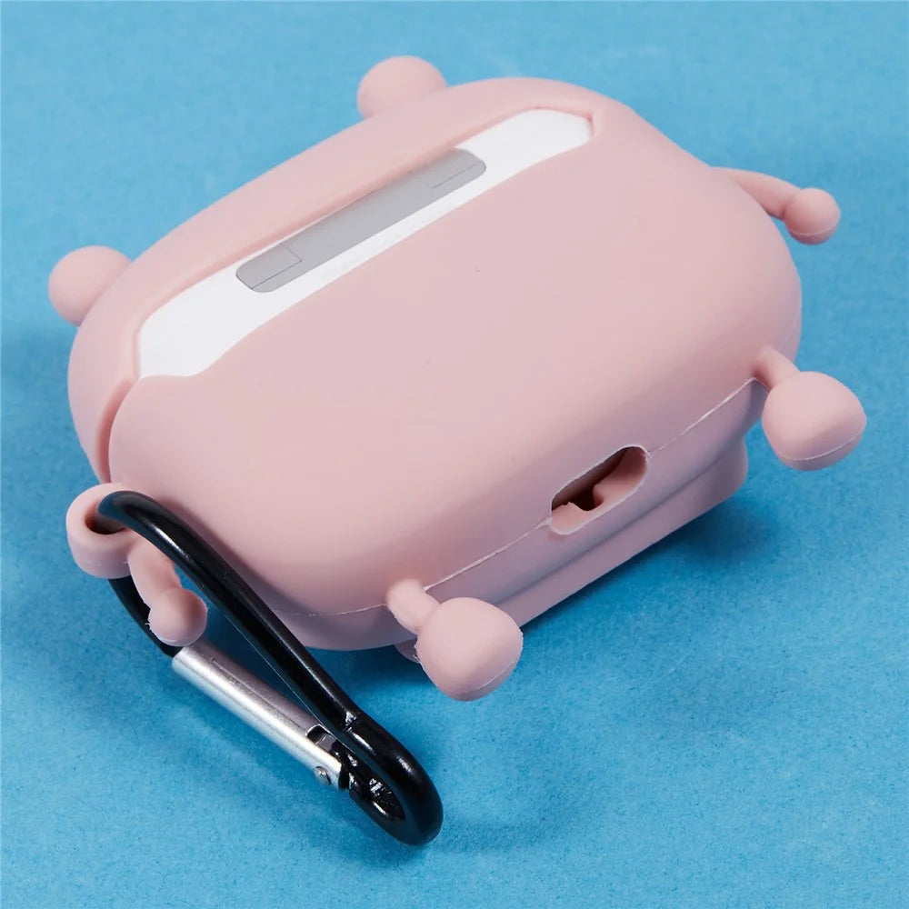 For Apple AirPods Pro Silicone Cover Bubble Stress Relief Frog Protective Case - Pink - 6