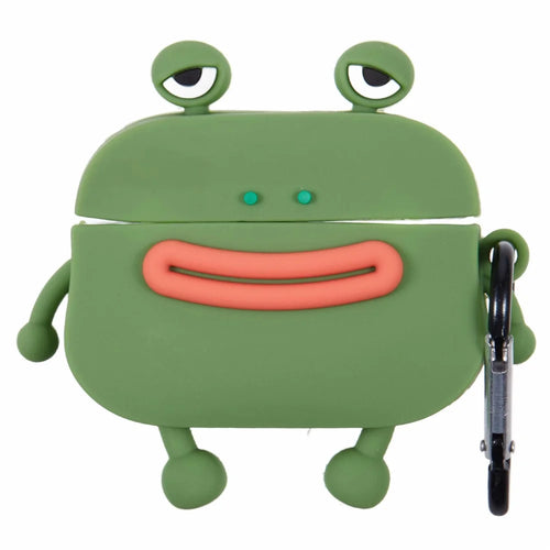 For Apple AirPods Pro Bluetooth-compatible Earphones Silicone Cover Sausage Mouth Frog Protective Case - Green - 1