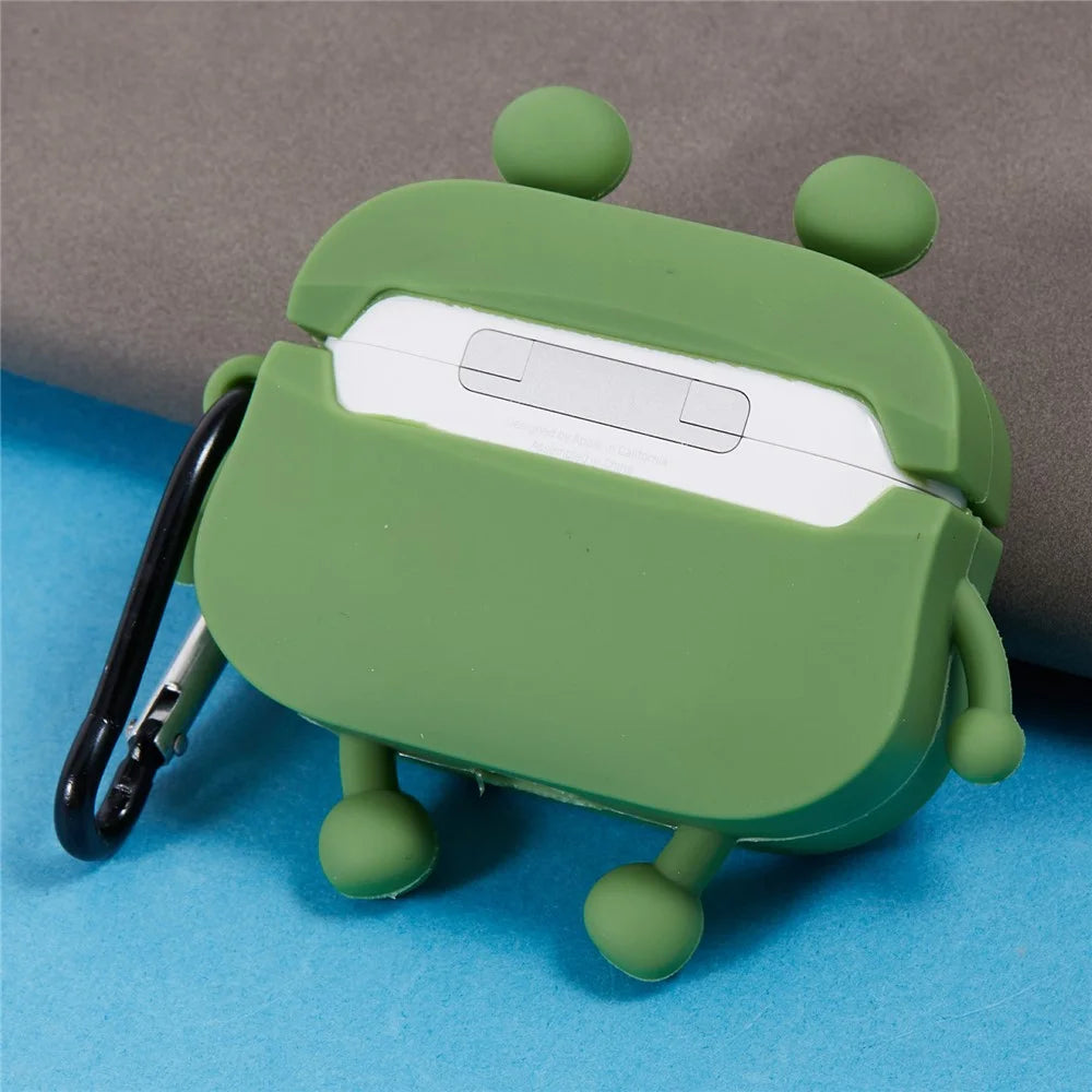 For Apple AirPods Pro Bluetooth-compatible Earphones Silicone Cover Sausage Mouth Frog Protective Case - Green - 5