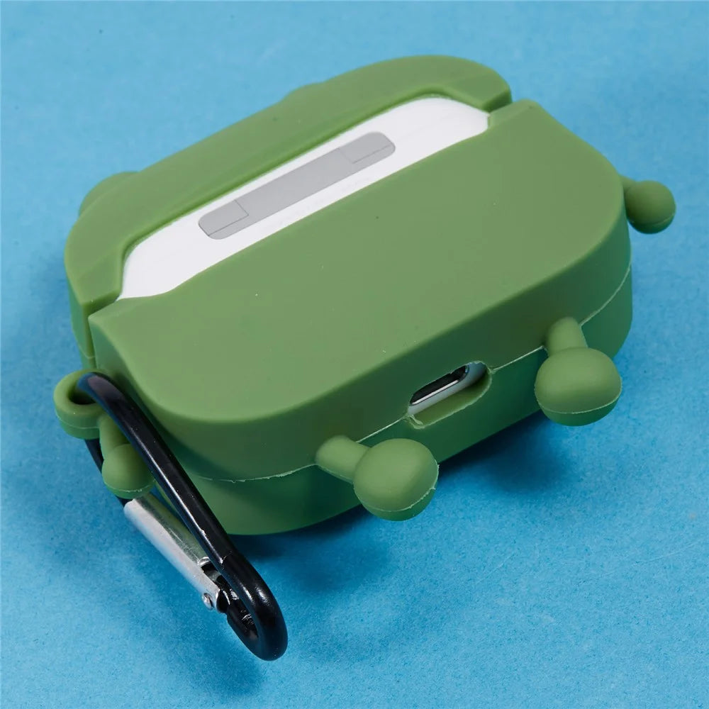 For Apple AirPods Pro Bluetooth-compatible Earphones Silicone Cover Sausage Mouth Frog Protective Case - Green - 6