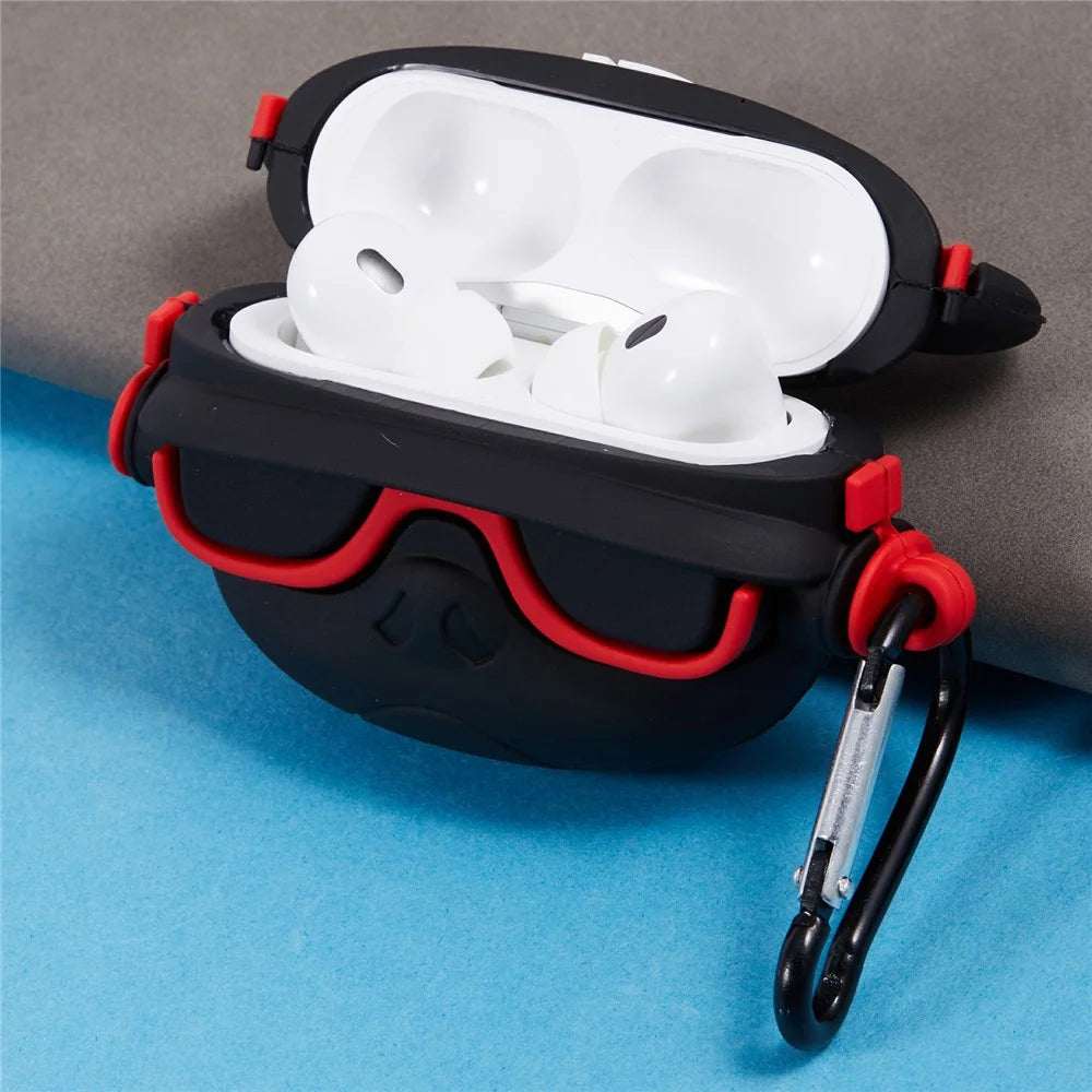 For Apple AirPods Pro Bluetooth-compatible Earphones Silicone Cover Headset Dog Protective Case with Carabiner - 5