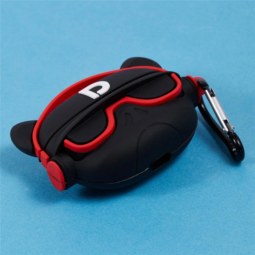 For Apple AirPods Pro Bluetooth-compatible Earphones Silicone Cover Headset Dog Protective Case with Carabiner - 6